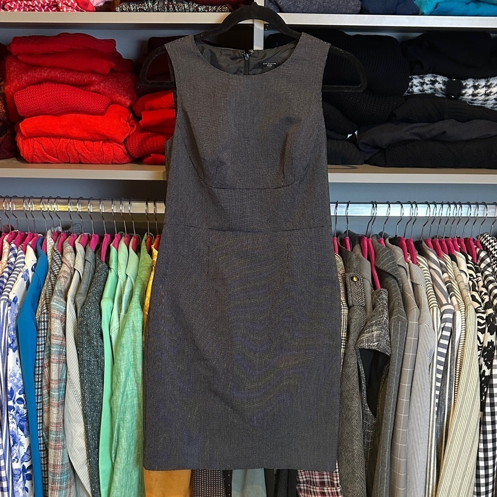 Ann Taylor black/cream micro dotted sleeveless back zipper closure dress size 2P